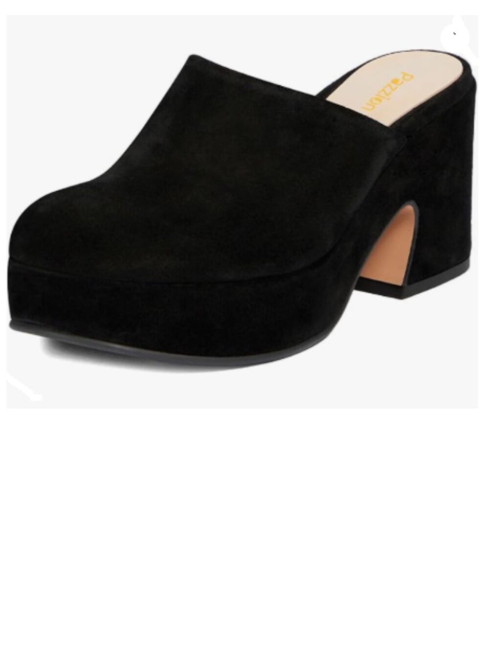 Pazzion Black Platform Round Toe Mule Clogs Slip On Chunky High Heels Slippers